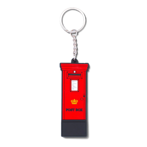 Red Post Box Rubberised PVC Keyring on Hanger Card (7cm)