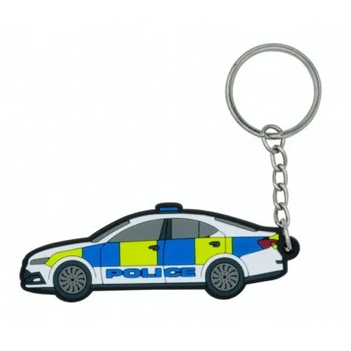 Police Car Rubberised PVC Keyring on Hanger Card