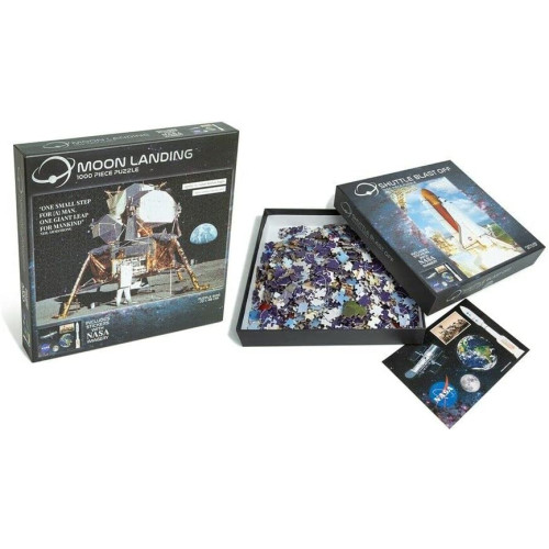 NASA Moon Landing / Shuttle Blast-Off Puzzle incl. Sticker Sheet (2 asstd.) (1000 pce) (E.O.L.) - SAVE 20% !!