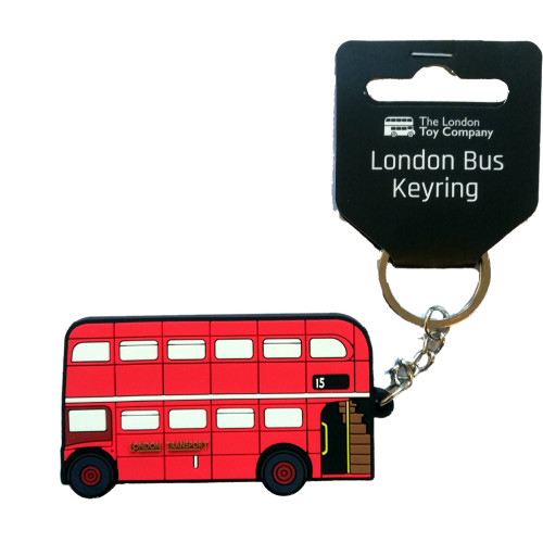 Vintage London Bus Side Rubberised PVC Keyring on Hanger Card (7cm)