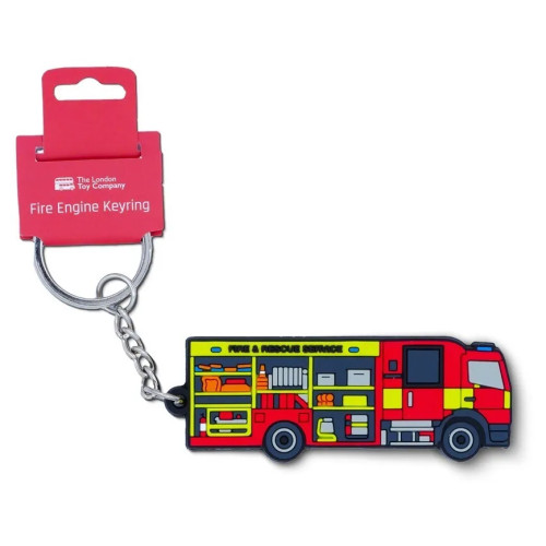 Fire Engine Rubberised PVC Keyring on Hanger Card