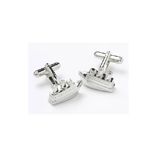 Brass / Rhodium Plated Cufflinks - Ship
