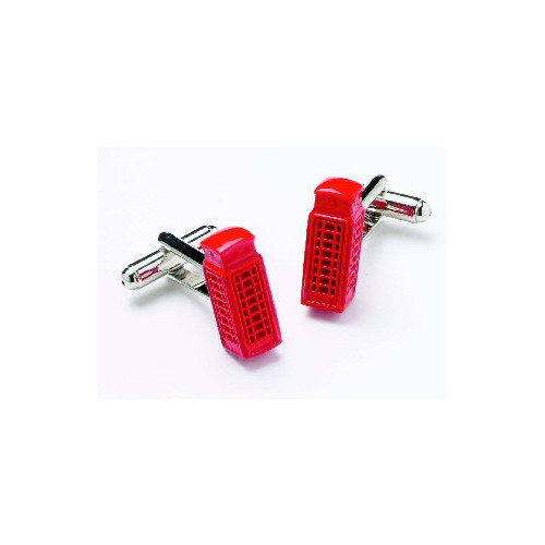 Brass / Rhodium Plated Cufflinks - Telephone Box