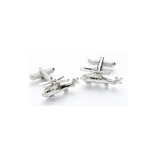 Brass / Rhodium Plated Cufflinks - Helicopter
