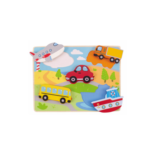 Bigjigs Chunky Lift Out Puzzle - Transport (225 x 300mm) (12 Mths+) (E.O.L.) - SAVE 10% !!
