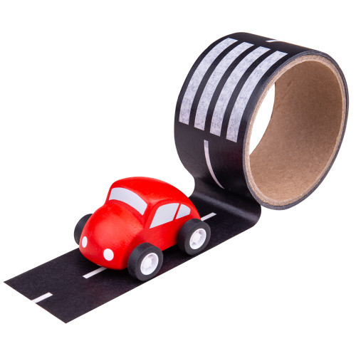 Roadway Play Tape with Wooden Car (5cm x 8 metres) (3+ YRS) (Assorted)
