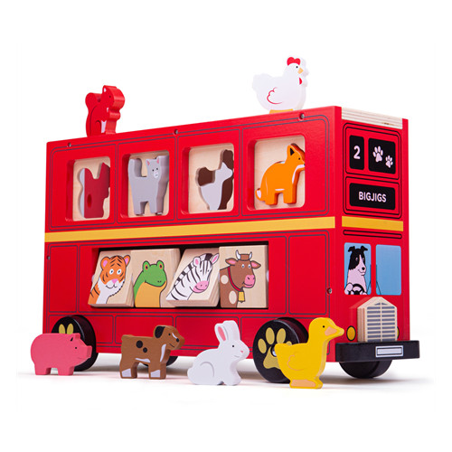 Bigjigs Red Bus Shape Sorter (360 x 210 x 180mm) (12 Mths+)