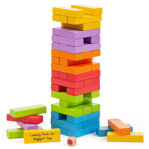Bigjigs Wooden Stacking Tower Game (3+ YRS) (28x9x9cm)