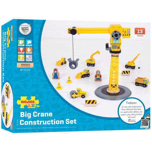 Bigjigs Big Crane Construction Set (12 pce) (E.O.L.) - SAVE 15% !!