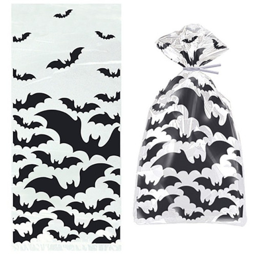 Black Bats Design Halloween Cello Treat Bag (11" x 5")
