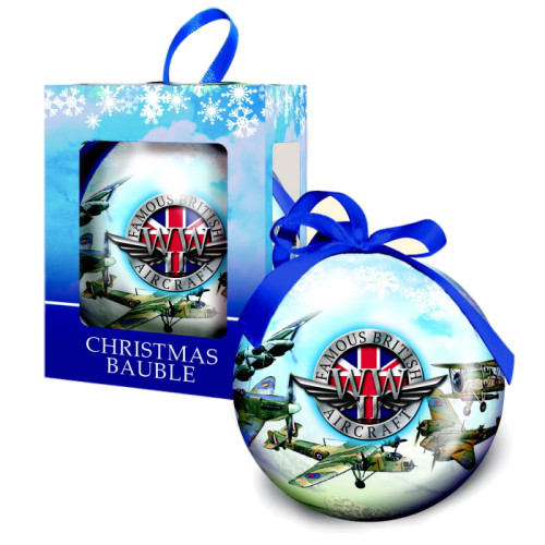 Famous British Aircraft WWII Christmas Bauble in Printed Box