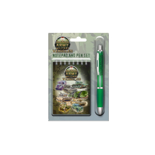 British Army Military Vehicles Spiral Bound Notepad & Pen Set