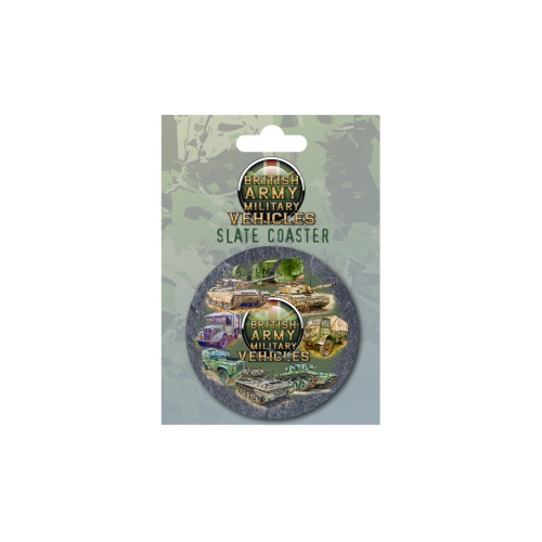 British Army Military Vehicles Slate Coaster on Printed Backing Card (E.O.L.)