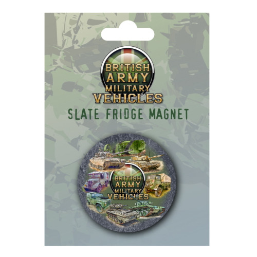 British Army Military Vehicles Slate Fridge Magnet on Backing Card (E.O.L.)