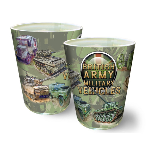 British Army Military Vehicles Full Wrap Shot Glass