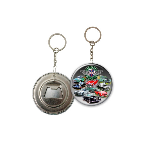 The Great British Motor Car Tinplate 58mm Bottle Opener Keyring (E.O.L.)