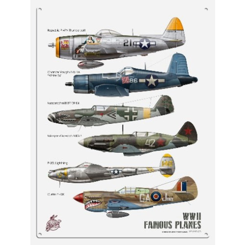 Melamine Coaster (MW): WWII Famous Fighter Planes (2) (Includes Republic P-47N Thunderbolt)