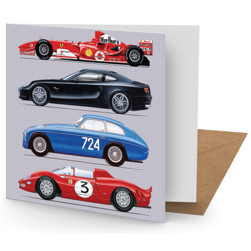 Greetings Card - Ferrari (150x150mm Plain)