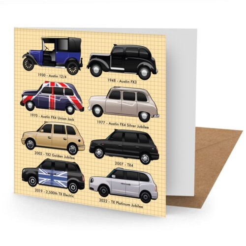 Greetings Card - London Taxis (150x150mm Plain)
