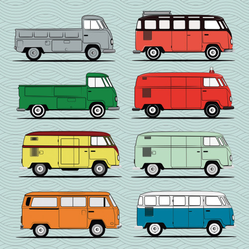 Greetings Card - Camper Van (150x150mm Plain)