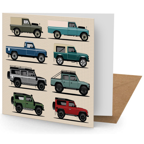 Greetings Card - Land Rover (150x150mm Plain)
