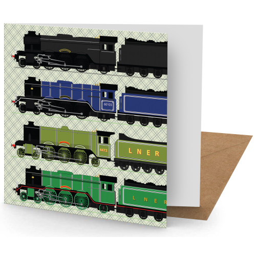 Greetings Card - Flying Scotsman (150x150mm Plain)