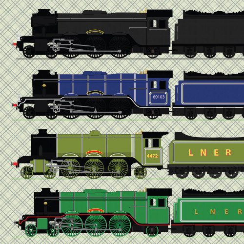 Greetings Card - Flying Scotsman (150x150mm Plain)