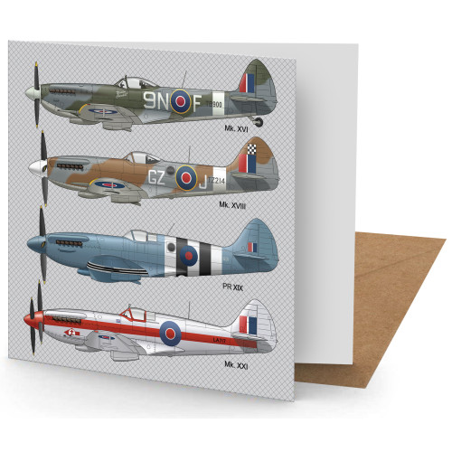 Greetings Card - Spitfire (150x150mm Plain)
