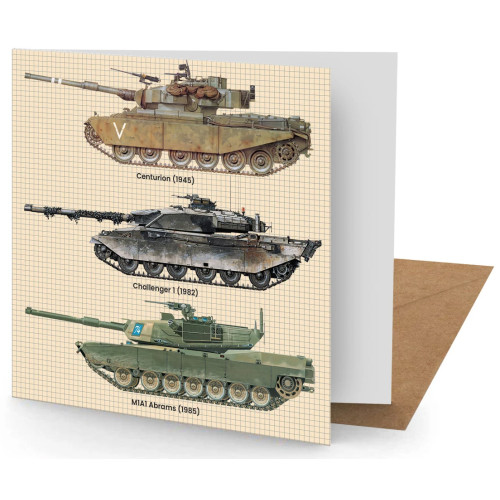 Greetings Card - Battle Tanks (150x150mm Plain)