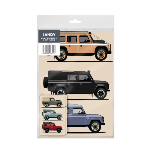 Gift Wrap & Gift Tags x 2: Land Rover (Through The Ages Collection) (NEW)