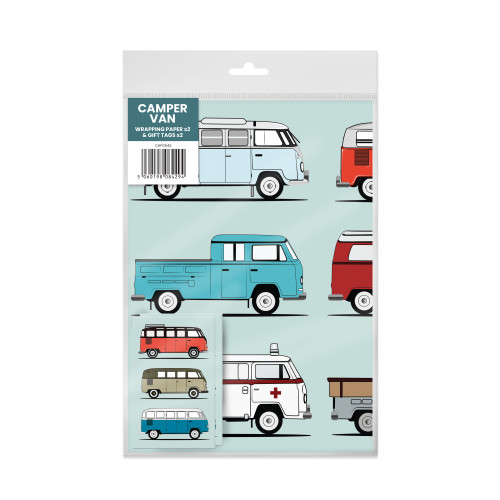 Gift Wrap & Gift Tags x 2: Camper Van (Through The Ages Collection) (NEW)