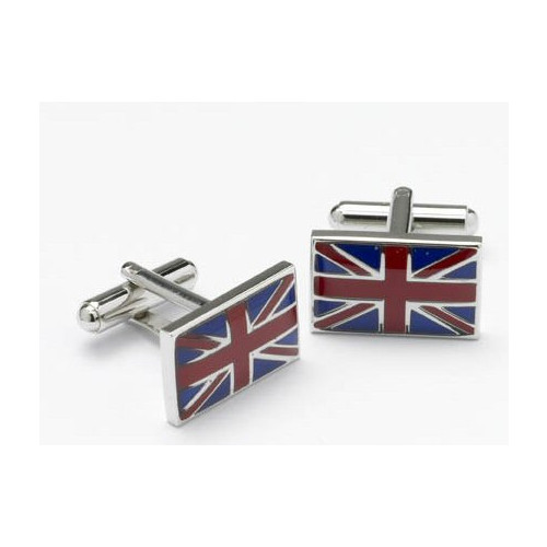 Brass / Rhodium Plated Cufflinks - Union Jack Flag
