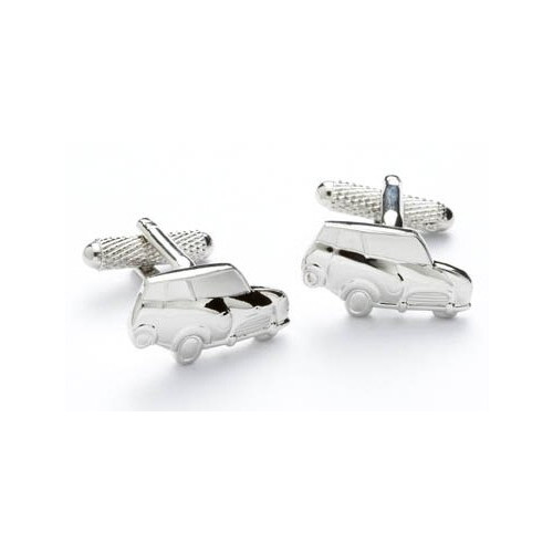 Brass / Rhodium Plated Cufflinks - Mini Car