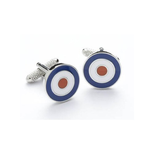 Brass / Rhodium Plated Cufflinks - RAF Roundel