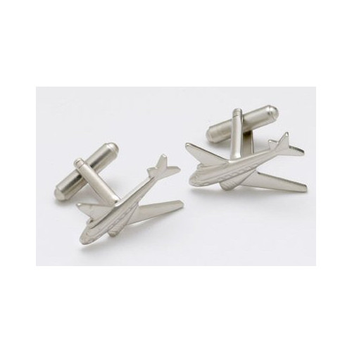 Brass / Rhodium Plated Cufflinks - Aeroplane