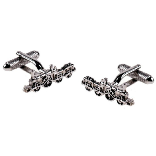 Brass / Rhodium Plated Cufflinks - Tender Locomotive