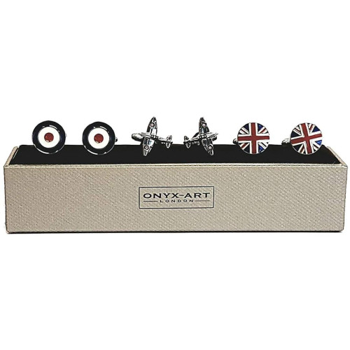 Brass / Rhodium Plated Cufflinks - RAF 3-Pair Set