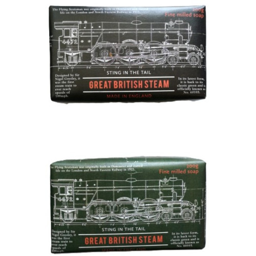 Retro Soaps: Great British Steam Trains Exfoliating Soap Bar with Olive & Walnut 190g