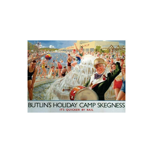 Metal Fridge Magnet (RL): Butlins Skegness - It's Quicker By Rail