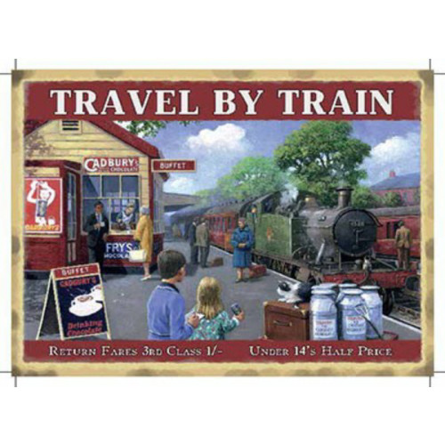 Metal Fridge Magnet (RL): Travel By Train