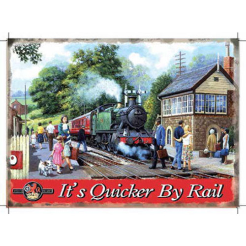 Metal Fridge Magnet (RL): It's Quicker By Rail