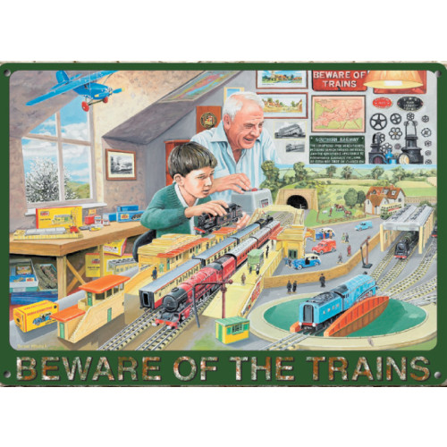 Metal Fridge Magnet (RL): Beware of the Trains - Grandad's Attic