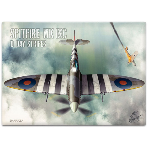 Metal Fridge Magnet (AE): Spitfire MK IXC D-Day Stripes