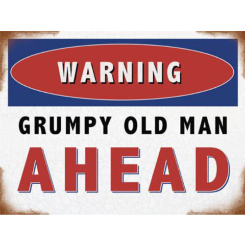 Metal Fridge Magnet (HU): Warning - Grumpy Old Man Ahead