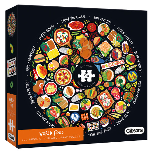 Jigsaw: Circular Puzzle - World Food (500 pce) (E.O.L.) - SAVE 1/3RD !!