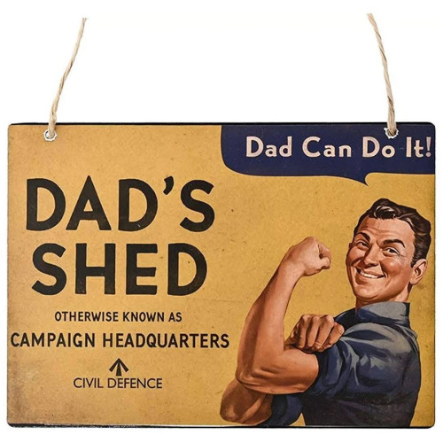 Civil Defence Metal Wall Plaque - Dad's Shed (300x210x5mm) (NEW)