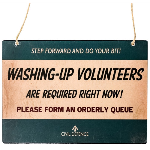 Civil Defence Metal Wall Plaque - Washing-Up Volunteers (300x210x5mm) (NEW)