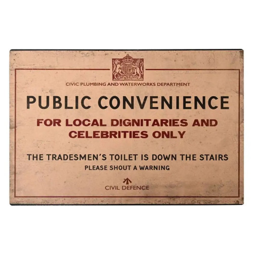 Civil Defence Metal Wall Plaque - Public Convenience (305x200x5mm) (NEW)