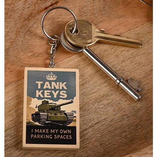 Civil Defence MDF Keyring - Tank Keys (100x40x5mm) (boxed) (NEW)