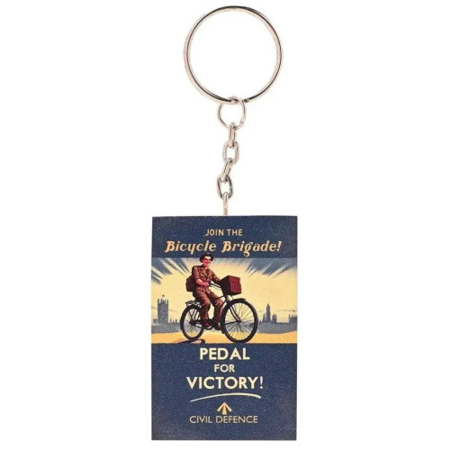 Civil Defence MDF Keyring - Bicycle Brigade (100x40x5mm) (boxed) (NEW)